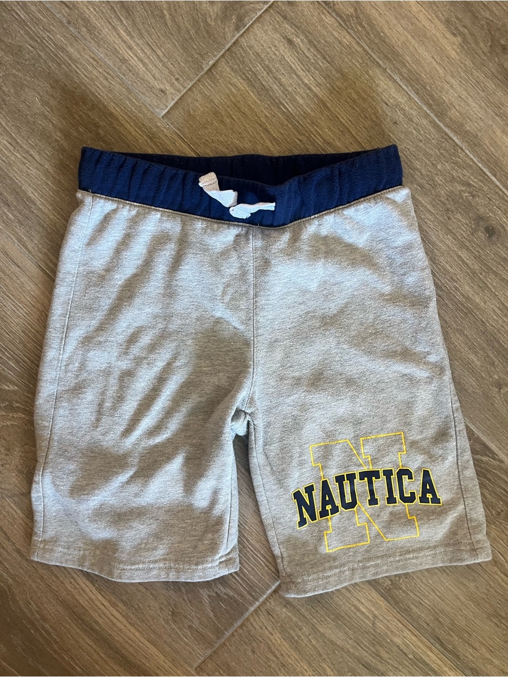 Nautica Grey Shorts with Navy Waistband and Yellow Logo